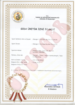 Gıda Üretim Belgesi - HazırDönder.com