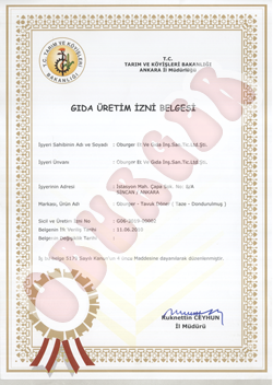 Gıda Üretim Belgesi - HazırDönder.com